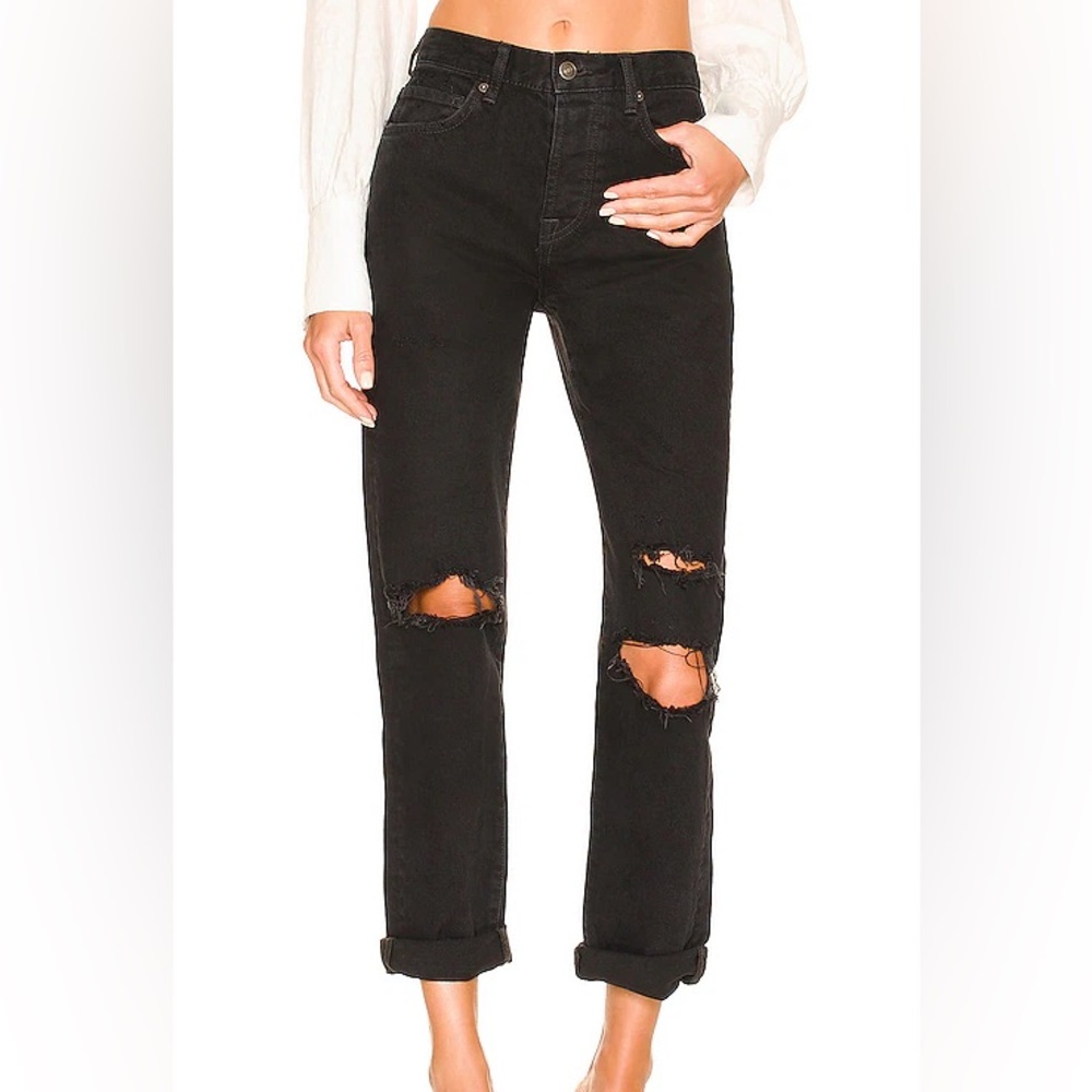 Black Distressed High-Rise Women’s Jeans